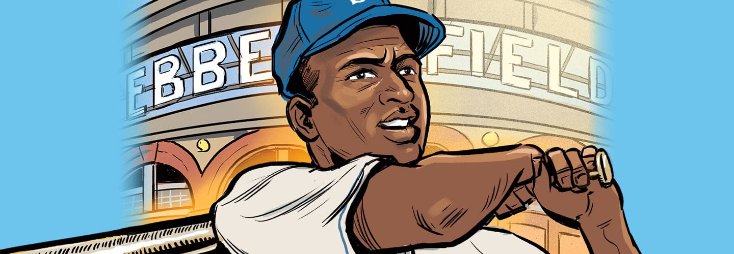 Cartoon version of Jackie Robinson