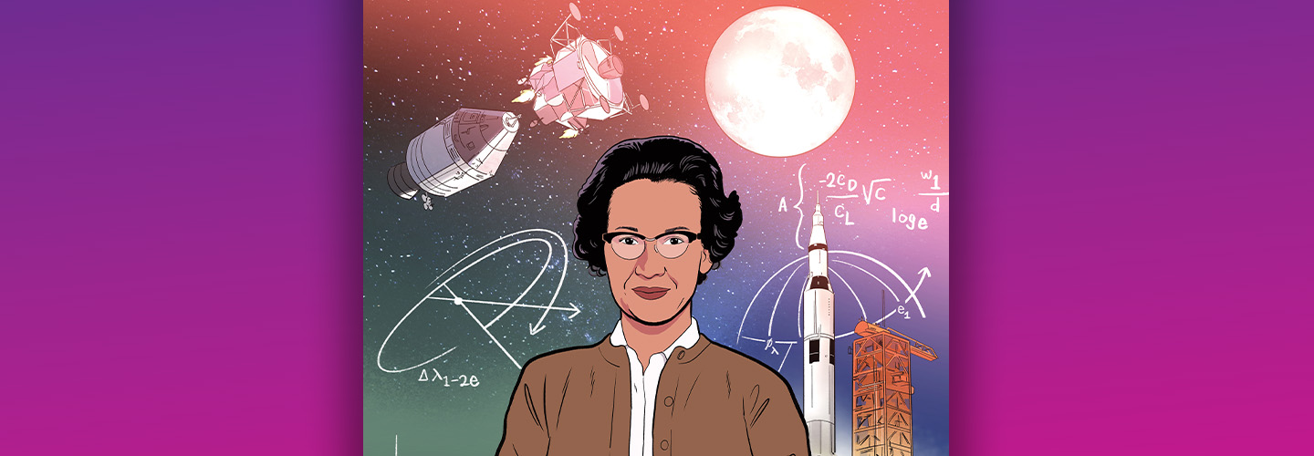 Comic illustration of Katherine Johnson